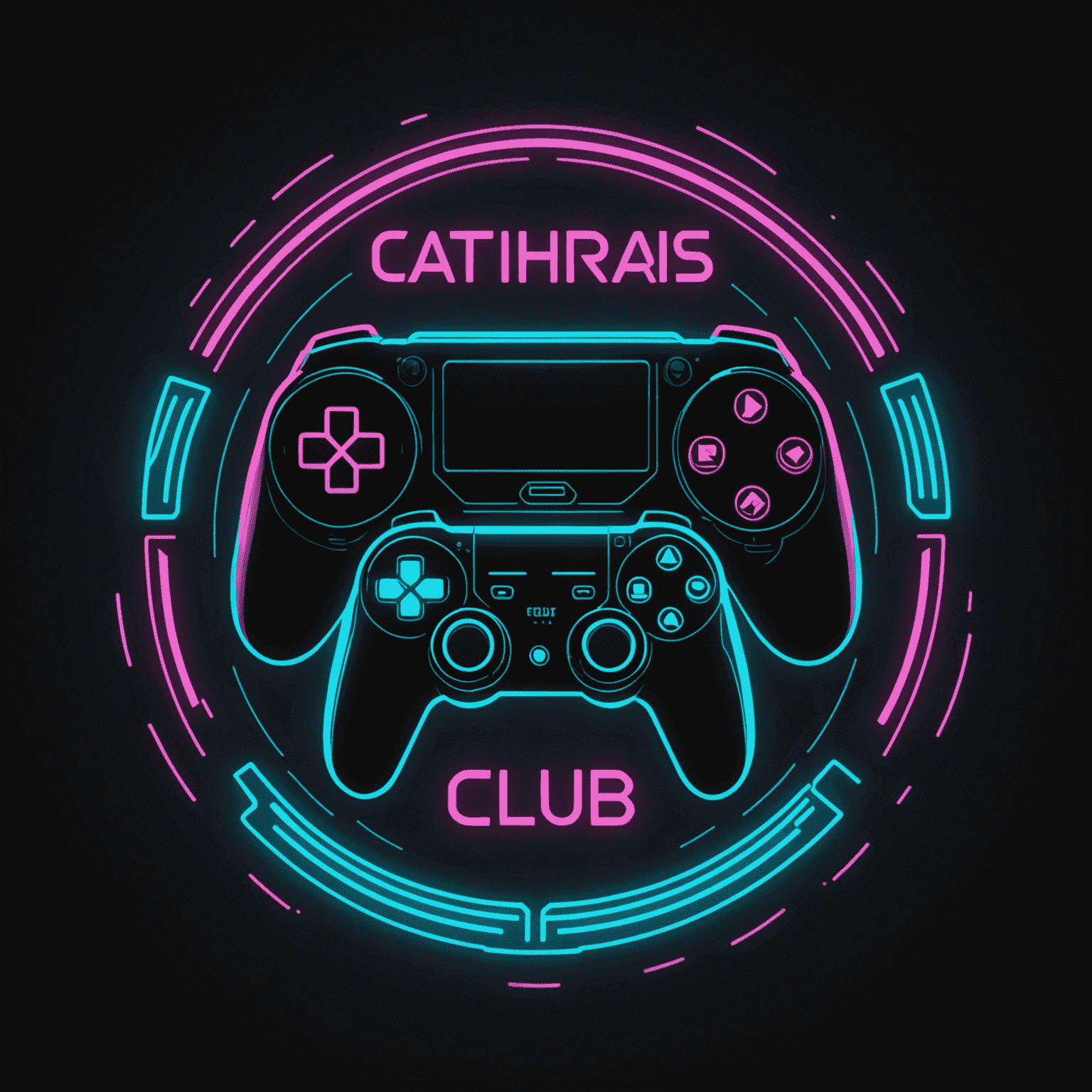 Catharsis Gaming Club logo featuring a stylized controller icon with neon accents