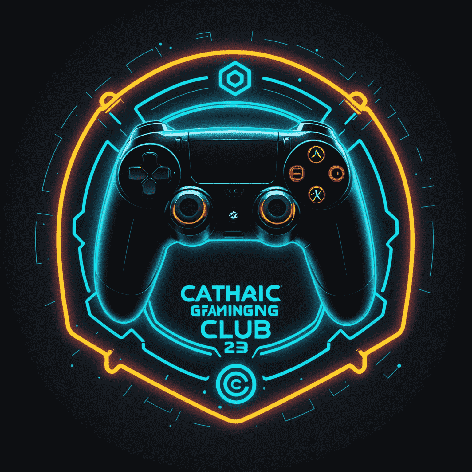 Catharsis Gaming Club logo featuring a stylized controller icon with neon accents