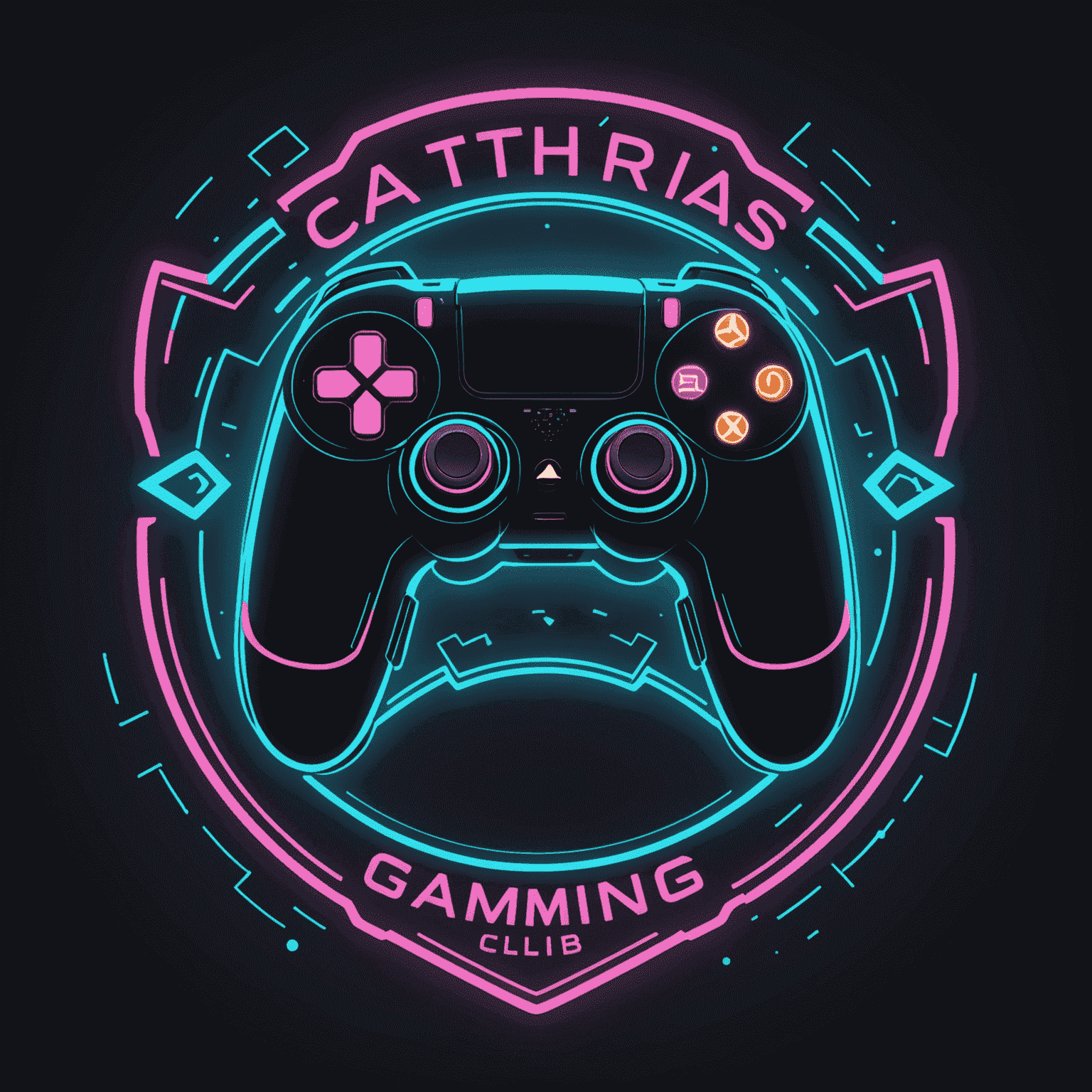 Catharsis Gaming Club logo featuring a stylized controller icon with neon accents